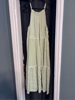 Rachel Zoe Light Sage Tiered Maxi with Spaghetti Straps